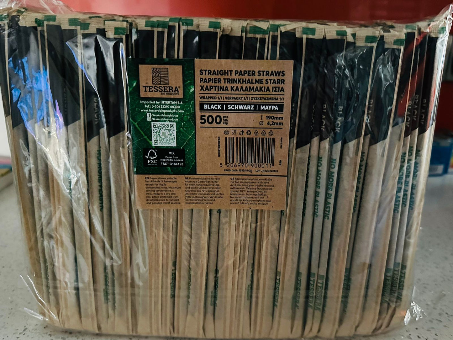 Paper Straws FSC Black Straight