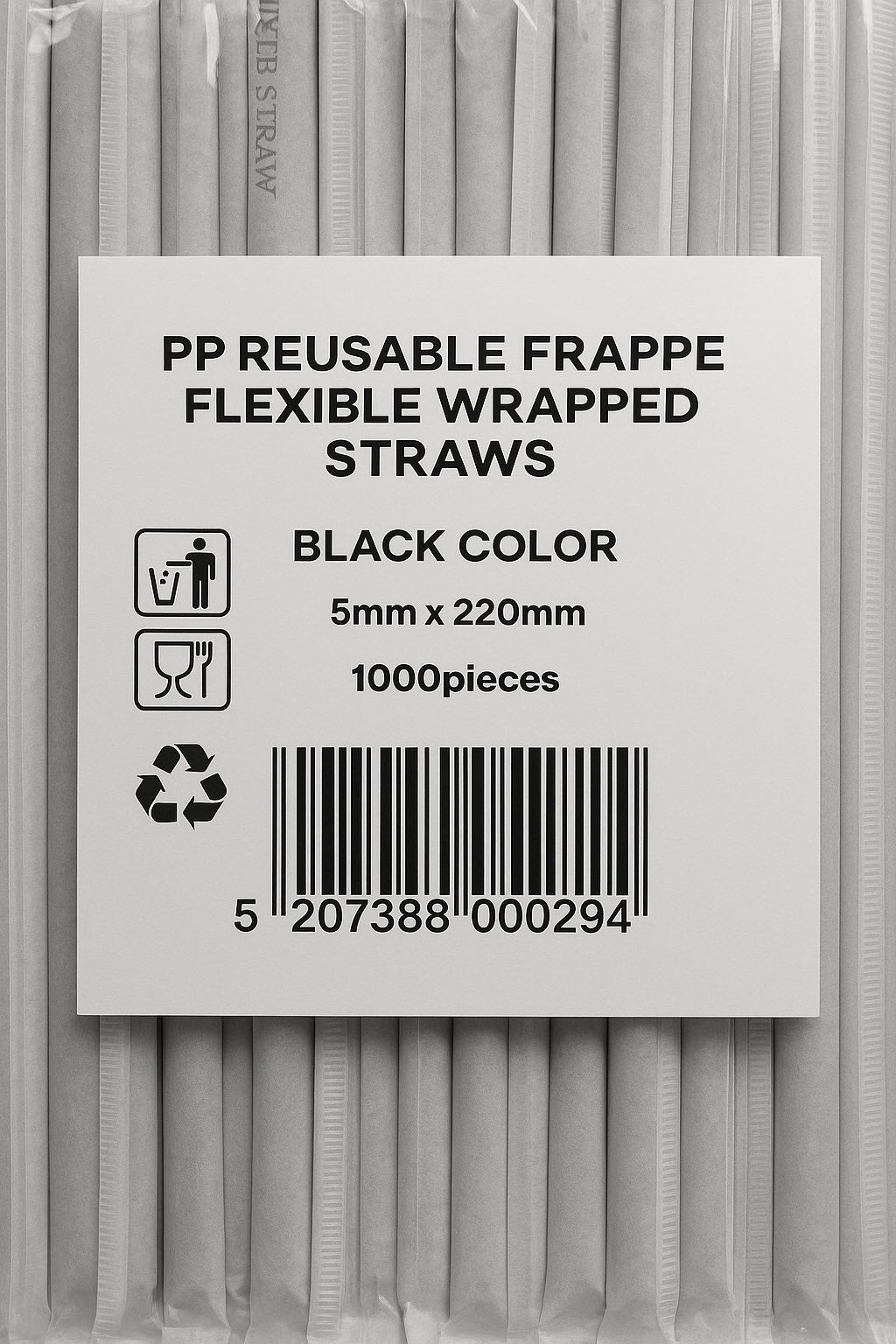Reusable PP straw individually wrapped