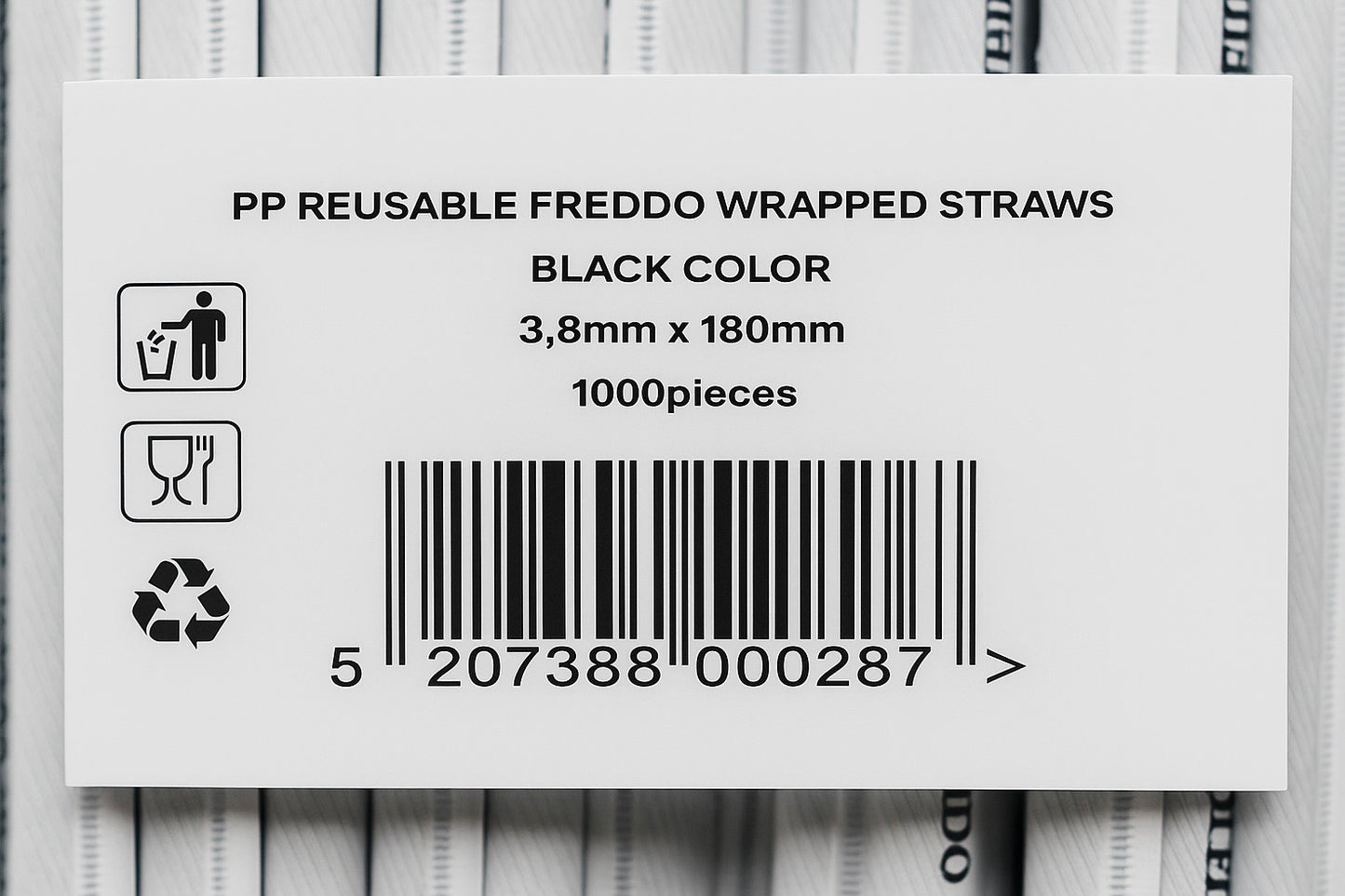 Reusable PP straw individually wrapped
