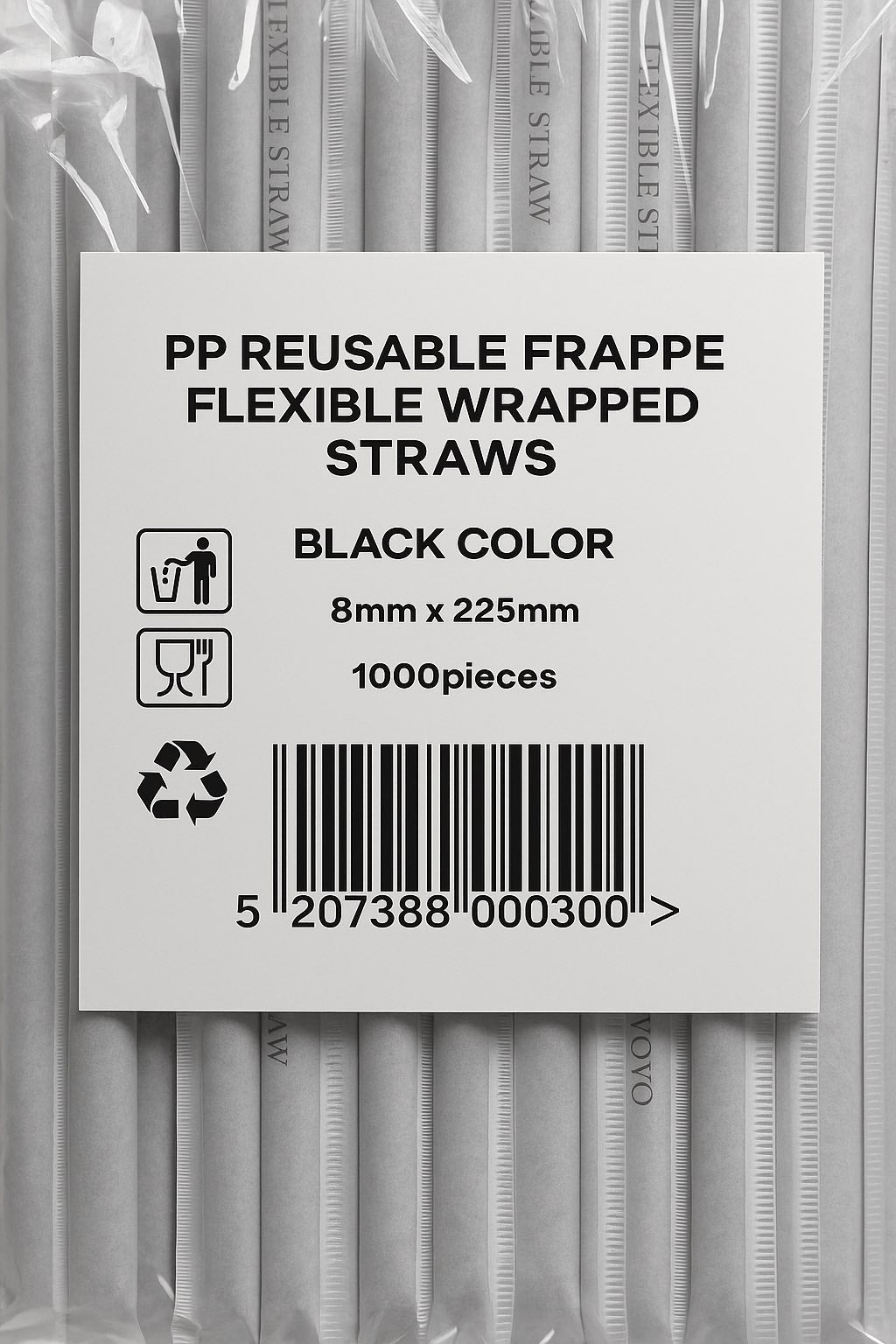 Reusable PP straw individually wrapped