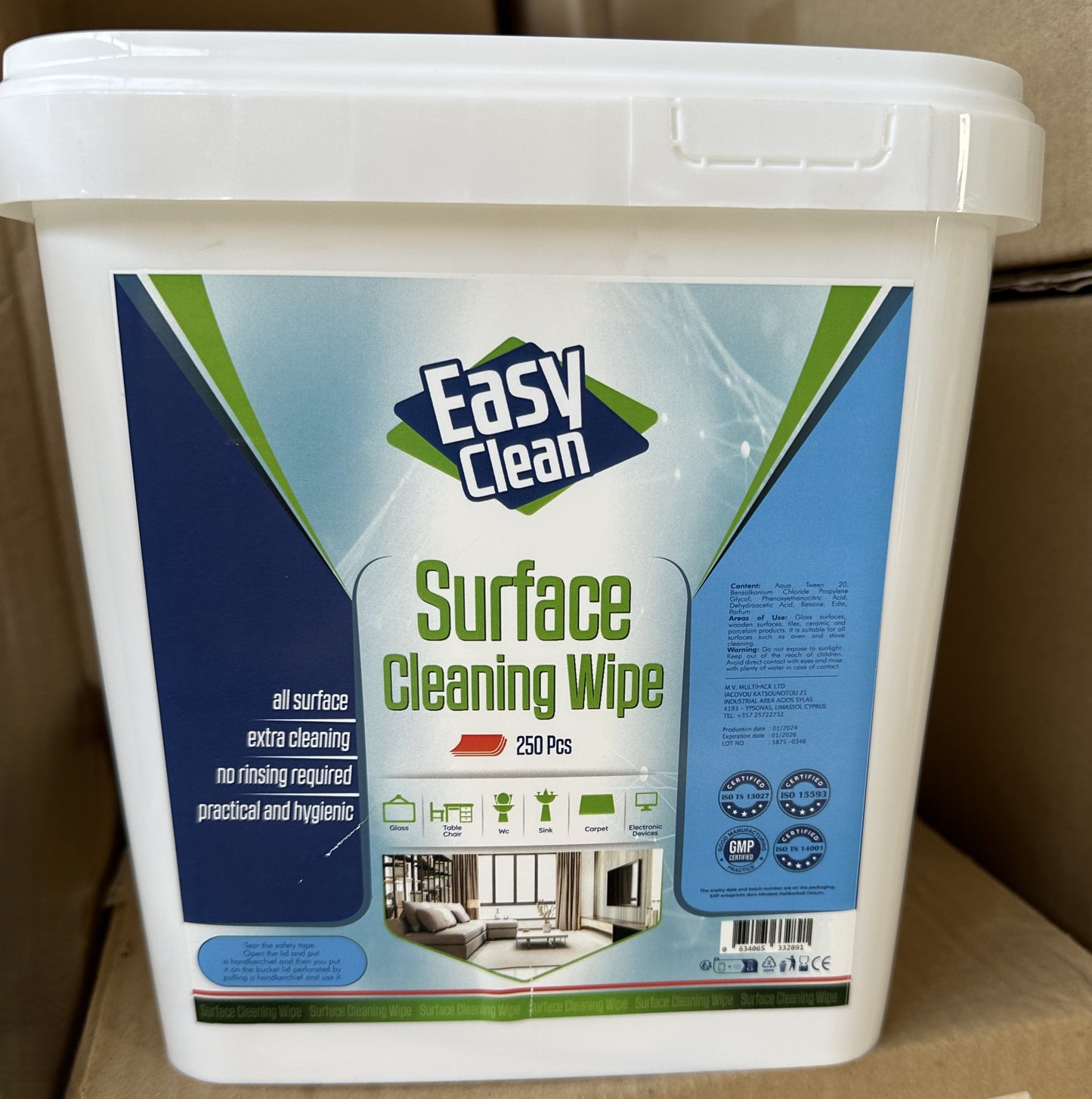 Surface cleaner without alcohol 250 pcs wipes