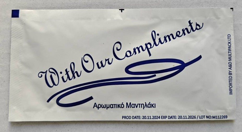 Predesigned water base wet napkins "7cm X 12cm" (box of 1000)