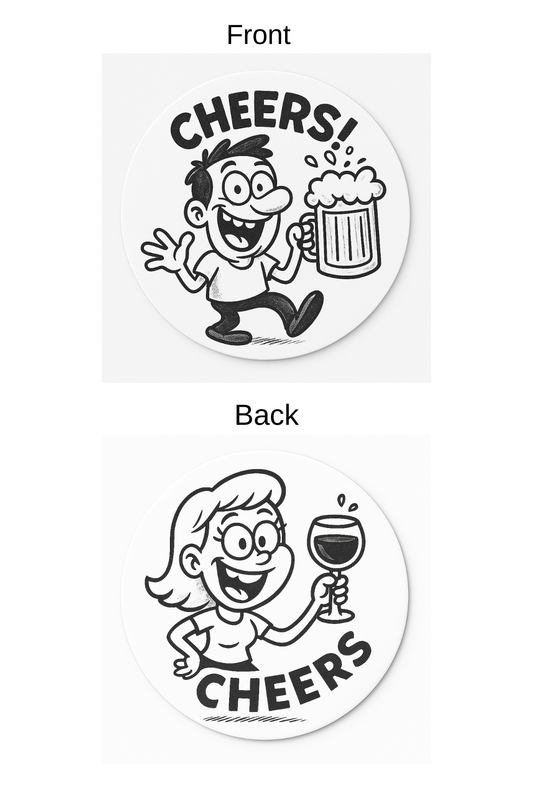 Predesigned B&W 2-sided Beer Coasters (90 mm)